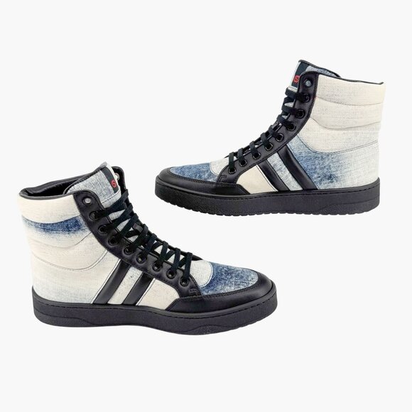 Gucci High Top Denim Sneakers EU 39 US 9 Blue Faded Distressed Retro Casual Shoe - Picture 10 of 14